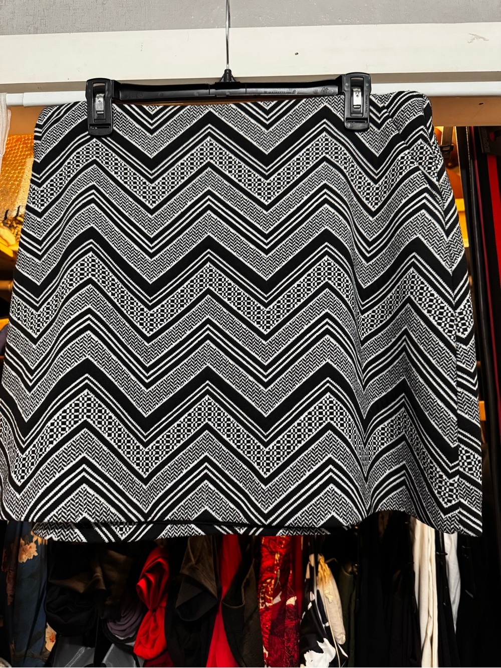 Black & White Chevron A-Line Skirt